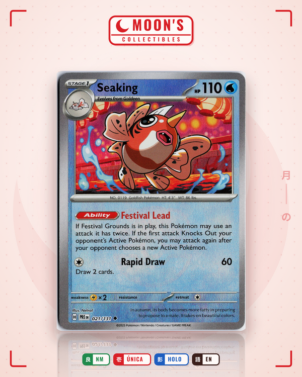 Carta Pokémon Seaking · Prismatic Evolutions #021/131 (NM) — pieza única en Moon's Collectibles México