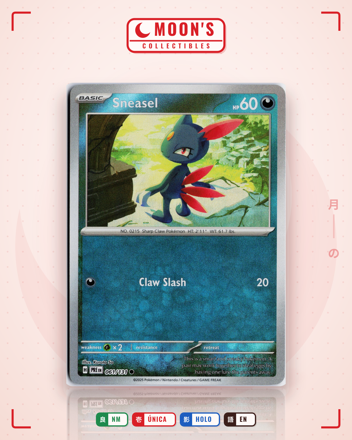 Carta Pokémon Sneasel · Prismatic Evolutions #061/131 (NM) — pieza única en Moon's Collectibles México