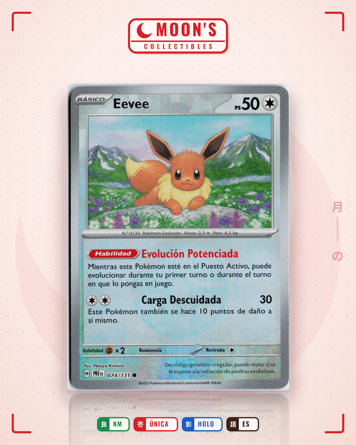 Carta Pokémon Eevee · Prismatic Evolutions #074/131 (NM) — pieza única en Moon's Collectibles México