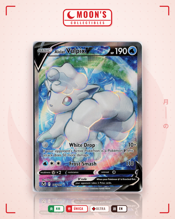 Carta Pokémon Alolan Vulpix V · Silver Tempest #173/195 (NM) — pieza única en Moon's Collectibles México