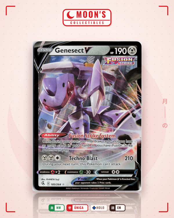 Carta Pokémon Genesect V · Fusion Strike #185/264 (NM) — pieza única en Moon's Collectibles México