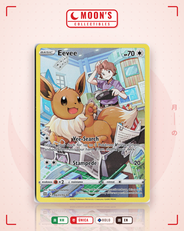 Carta Pokémon Eevee · Brilliant Stars Trainer Gallery #TG11/TG30 (NM) — pieza única en Moon's Collectibles México