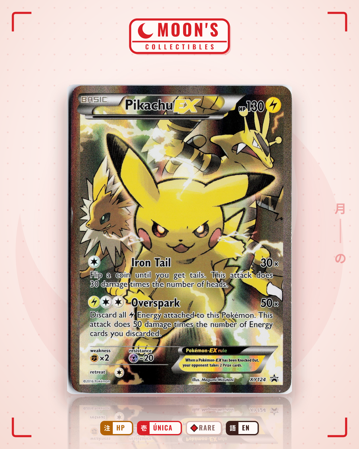 Carta Pokémon Pikachu-EX · XY Black Star Promos #XY124 (HP) — pieza única en Moon's Collectibles México