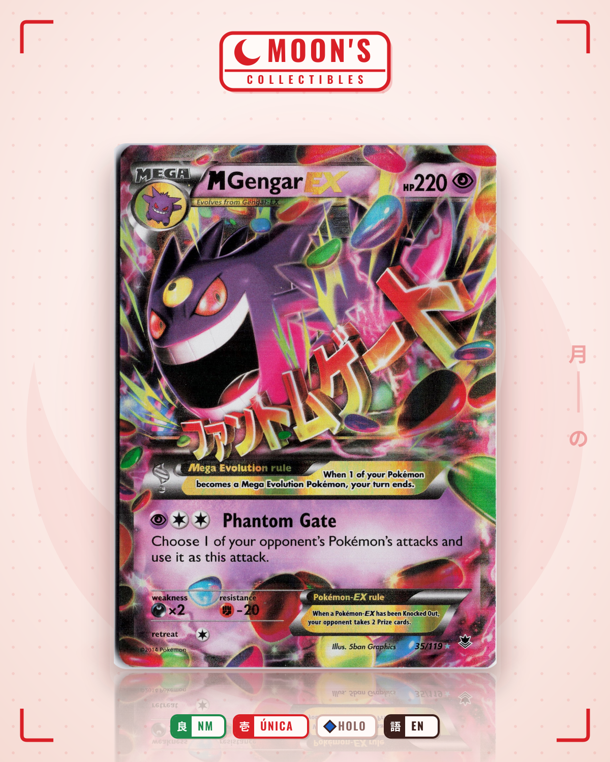 Carta Pokémon M Gengar-EX · Phantom Forces #35/119 (NM) — pieza única en Moon's Collectibles México