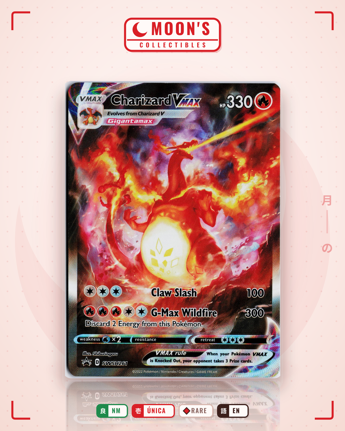 Carta Pokémon Charizard VMAX · SWSH Black Star Promos #SWSH261 (NM) — pieza única en Moon's Collectibles México