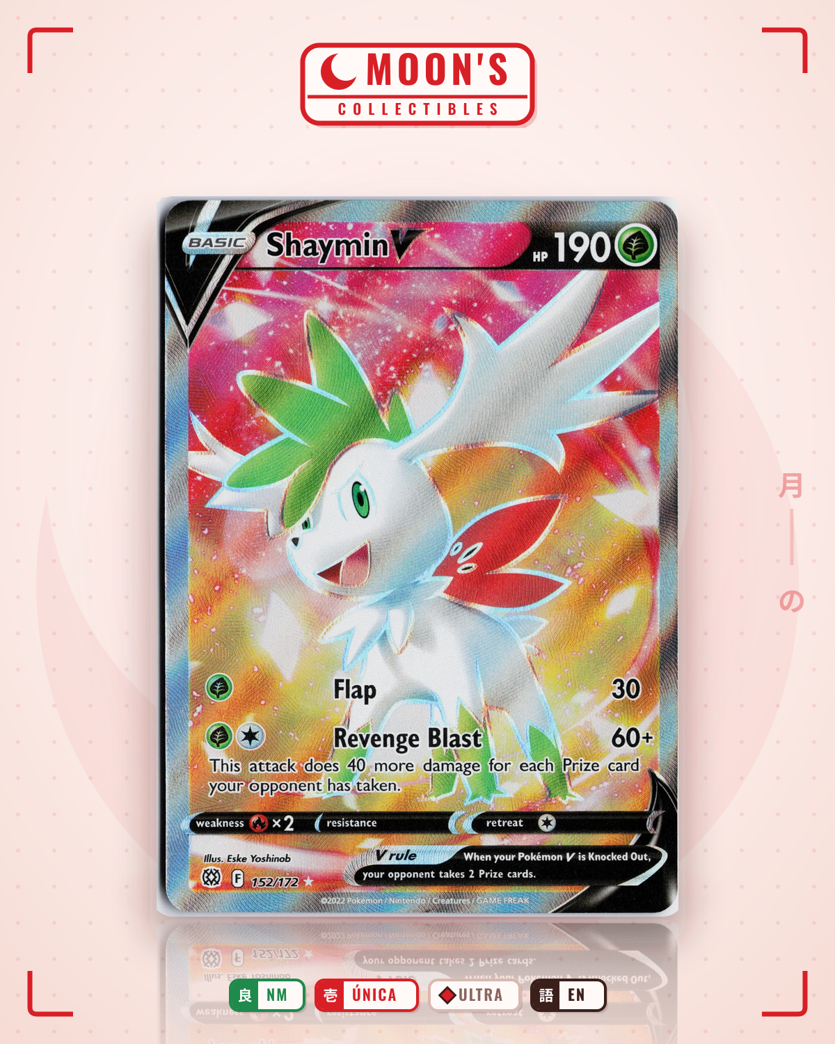 Carta Pokémon Shaymin V · Brilliant Stars #152/172 (NM) — pieza única en Moon's Collectibles México
