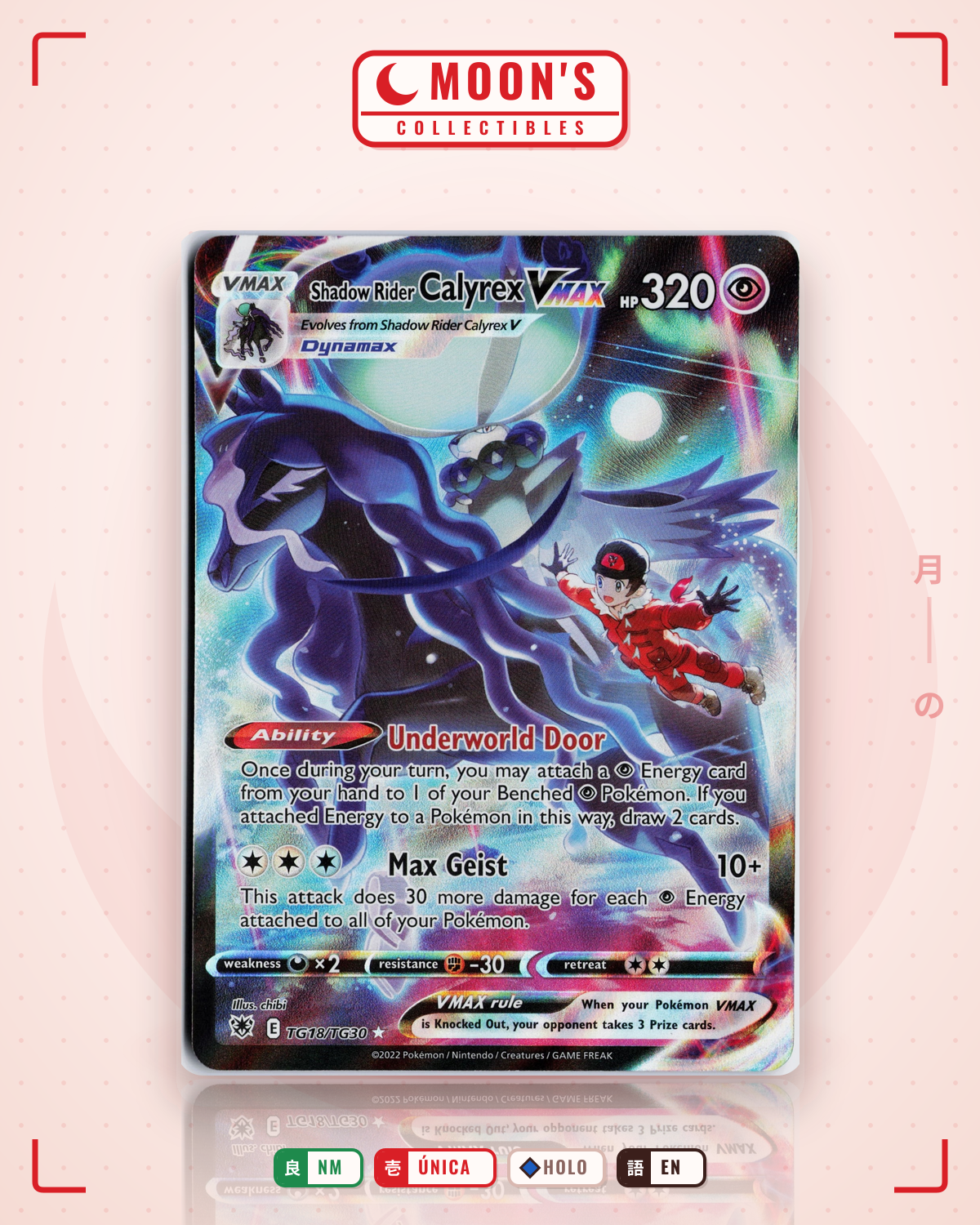 Carta Pokémon Shadow Rider Calyrex VMAX · Astral Radiance Trainer Gallery #TG18/TG30 (NM) — pieza única en Moon's Collectibles México
