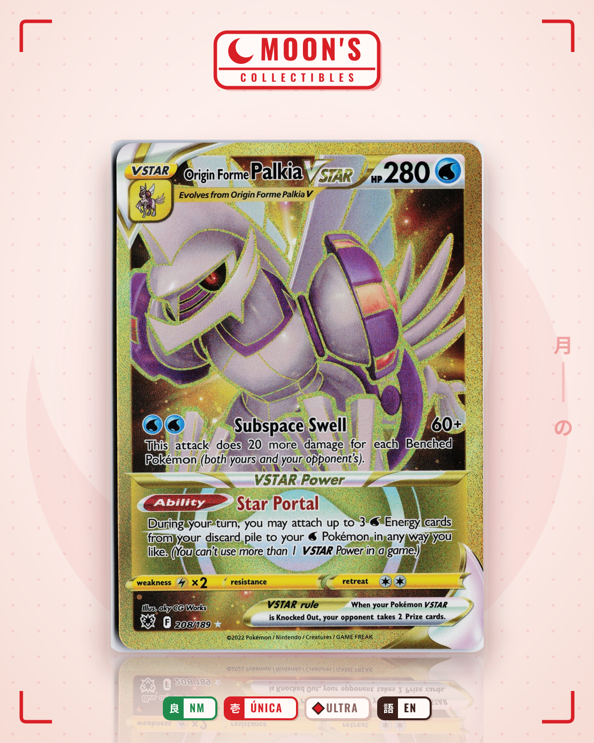 Carta Pokémon Origin Forme Palkia VSTAR · Astral Radiance #208/189 (NM) — pieza única en Moon's Collectibles México