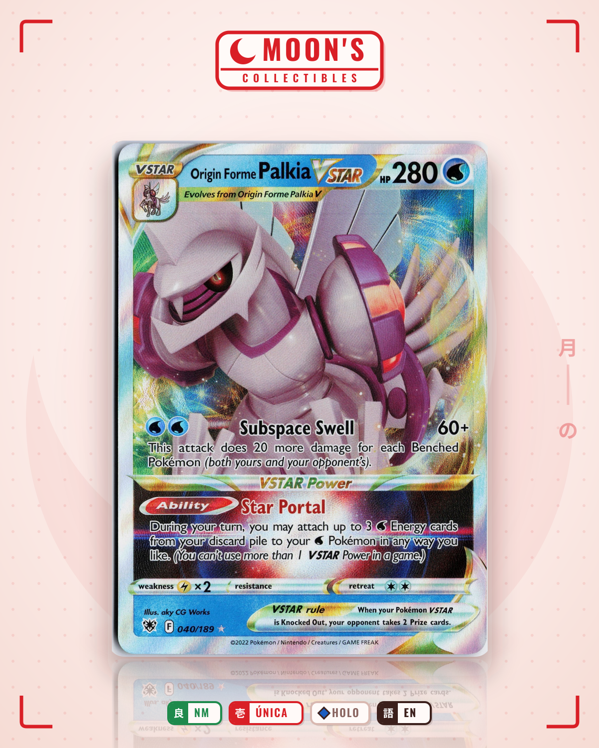 Carta Pokémon Origin Forme Palkia VSTAR · Astral Radiance #040/189 (NM) — pieza única en Moon's Collectibles México