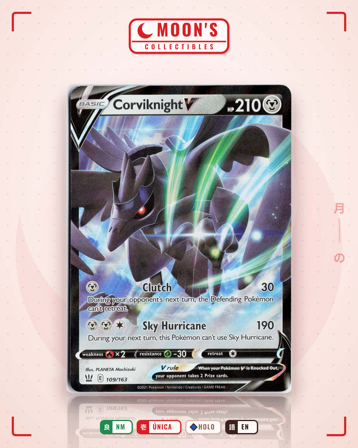 Carta Pokémon Corviknight V · Battle Styles #109/163 (NM) — pieza única en Moon's Collectibles México