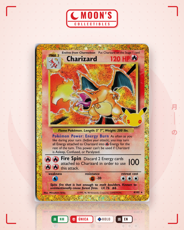 Carta Pokémon Charizard · Legendary Collection #3/110 (NM) — pieza única en Moon's Collectibles México