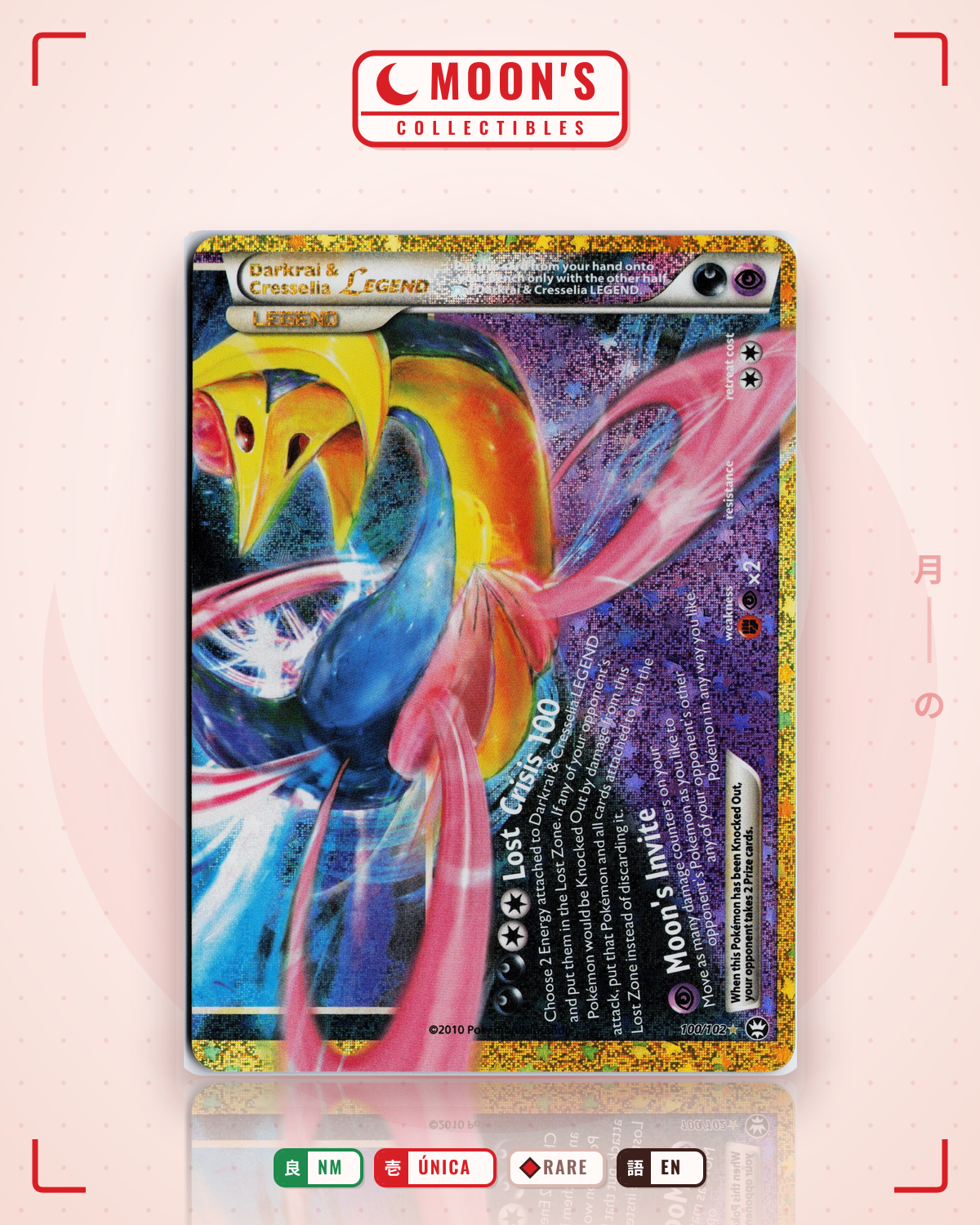 Carta Pokémon Darkrai & Cresselia LEGEND · HS—Triumphant #100/102 (NM) — pieza única en Moon's Collectibles México