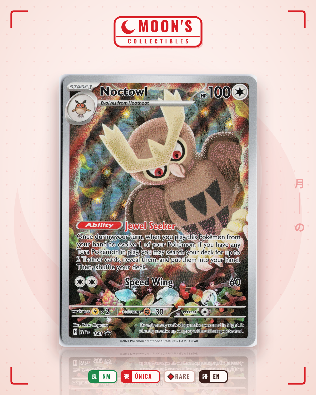 Carta Pokémon Noctowl · Scarlet & Violet Black Star Promos #141 (NM) — pieza única en Moon's Collectibles México