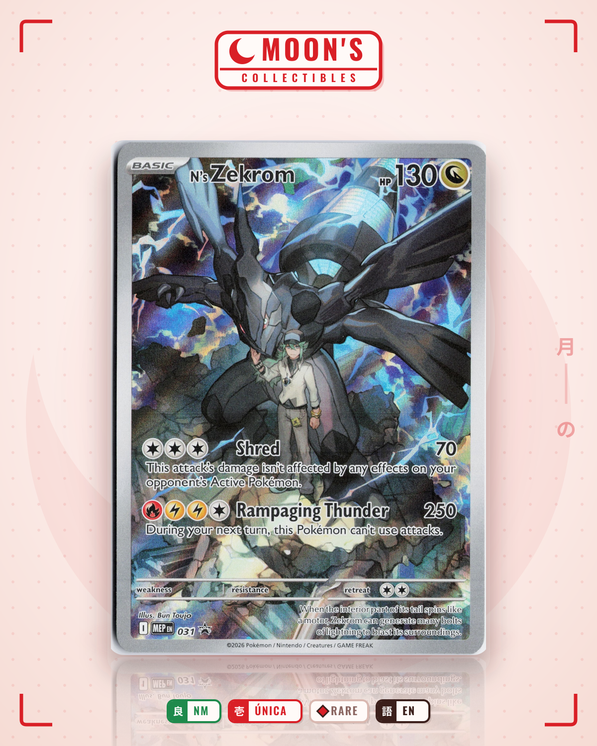 Carta Pokémon N's Zekrom · Mega Evolution Black Star Promos #031 (NM) — pieza única en Moon's Collectibles México