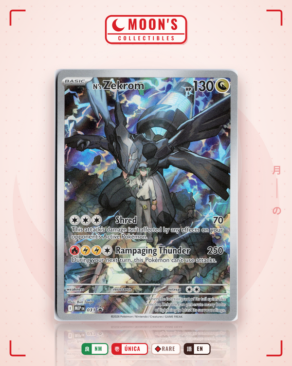 Carta Pokémon N's Zekrom · Mega Evolution Black Star Promos #031 (NM) — pieza única en Moon's Collectibles México