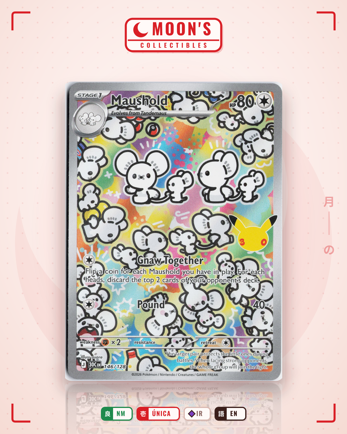 Carta Pokémon Maushold · 30th Celebration #146/128 (NM) — pieza única en Moon's Collectibles México