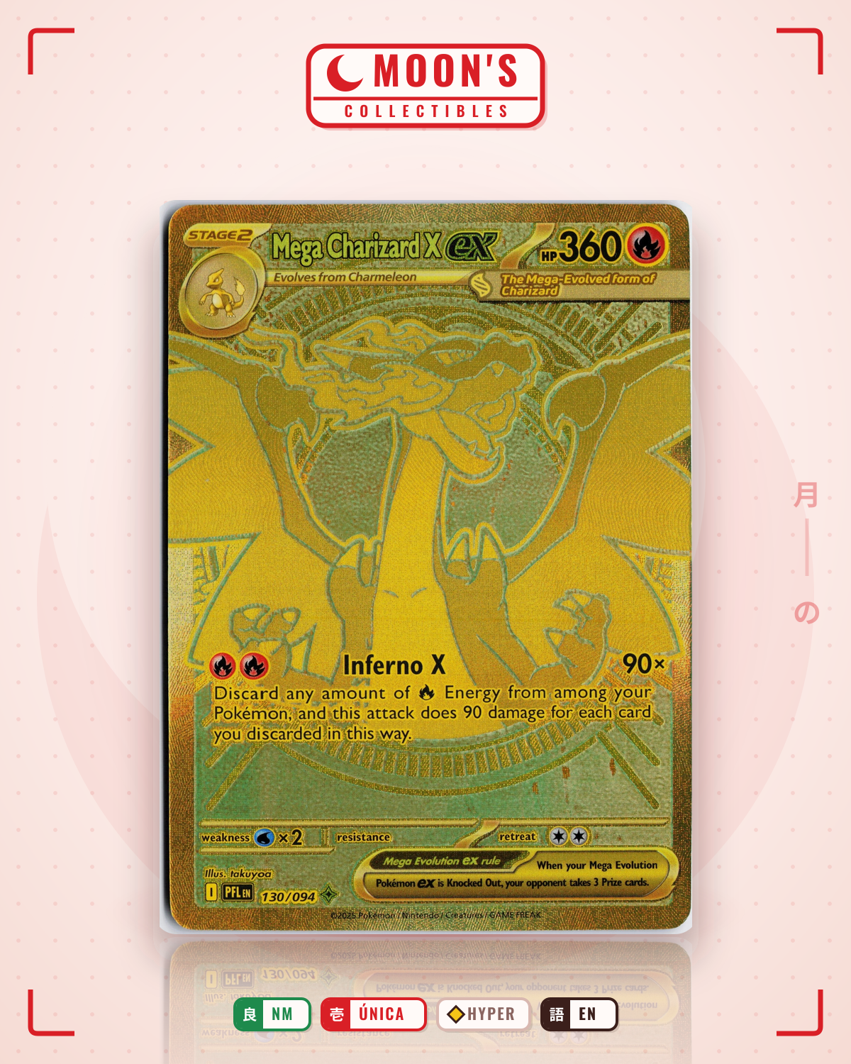 Carta Pokémon Mega Charizard X ex · Phantasmal Flames #130/094 (NM) — pieza única en Moon's Collectibles México