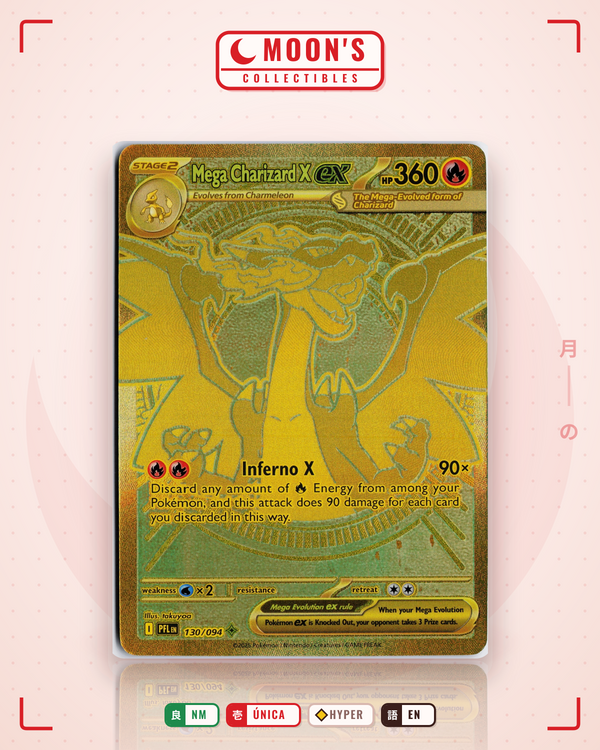 Carta Pokémon Mega Charizard X ex · Phantasmal Flames #130/094 (NM) — pieza única en Moon's Collectibles México
