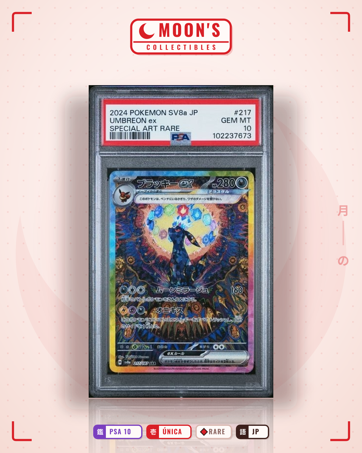 Carta Pokémon ブラッキーex · テラスタルフェスex #217/187 (PSA 10) — pieza única en Moon's Collectibles México