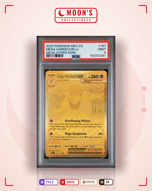 Carta Pokémon Mega Gardevoir ex · Mega Evolution #187/132 (PSA 9) — pieza única en Moon's Collectibles México