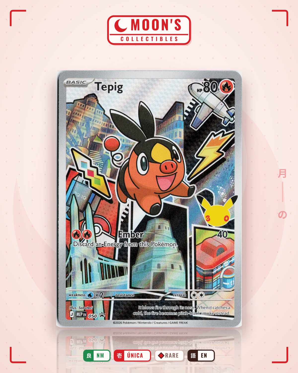 Carta Pokémon Tepig · Mega Evolution Black Star Promos #050 (NM) — pieza única en Moon's Collectibles México