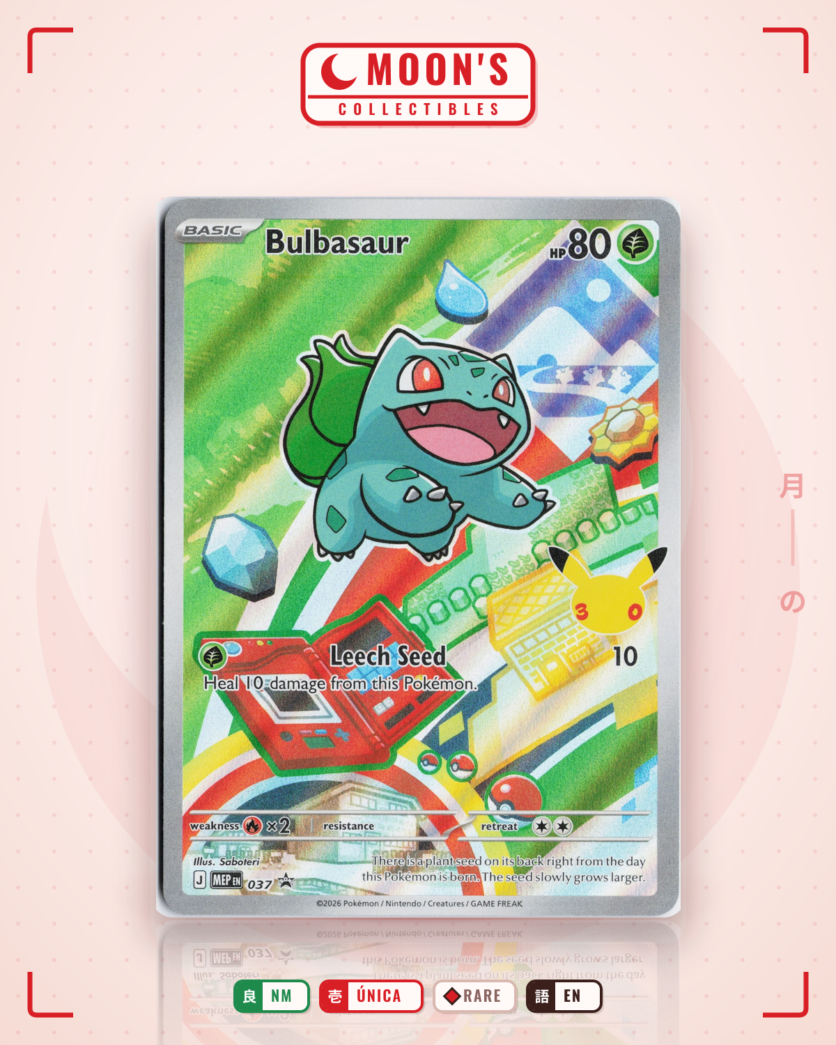 Carta Pokémon Bulbasaur · Mega Evolution Black Star Promos #037 (NM) — pieza única en Moon's Collectibles México