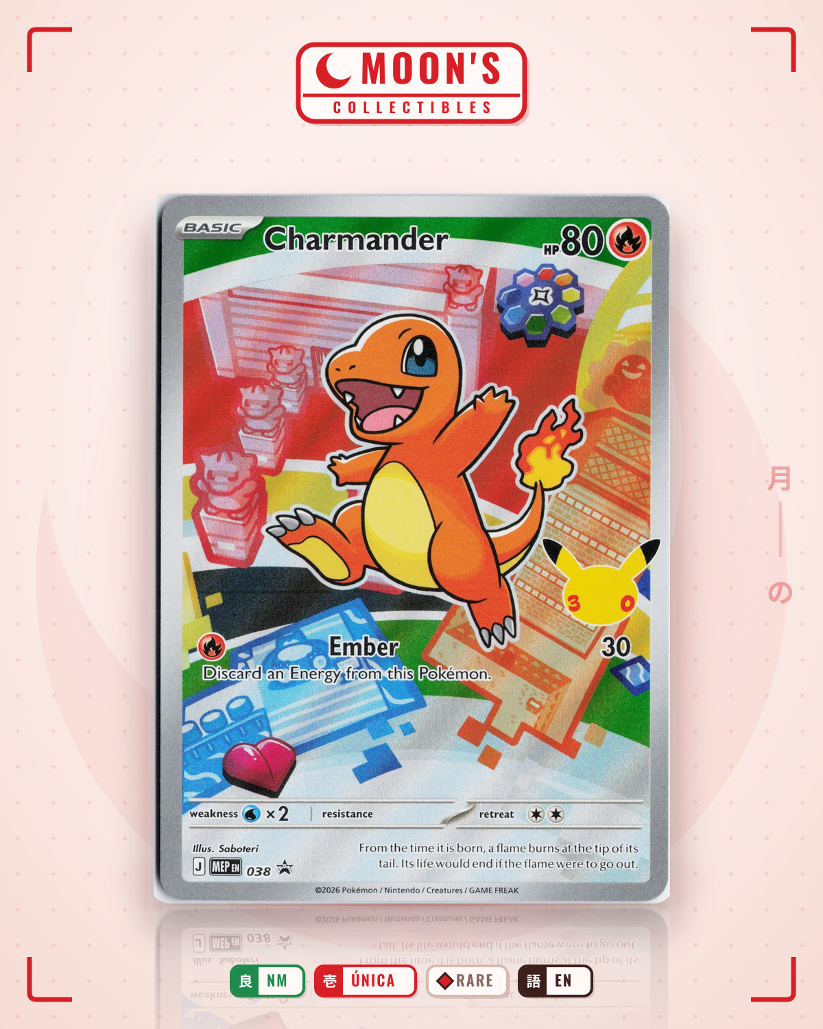 Carta Pokémon Charmander · Mega Evolution Black Star Promos #038 (NM) — pieza única en Moon's Collectibles México