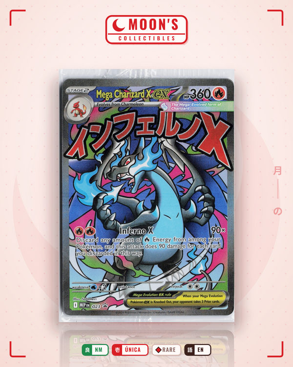 Carta Pokémon Mega Charizard X ex · Mega Evolution Black Star Promos #023 (NM) — pieza única en Moon's Collectibles México