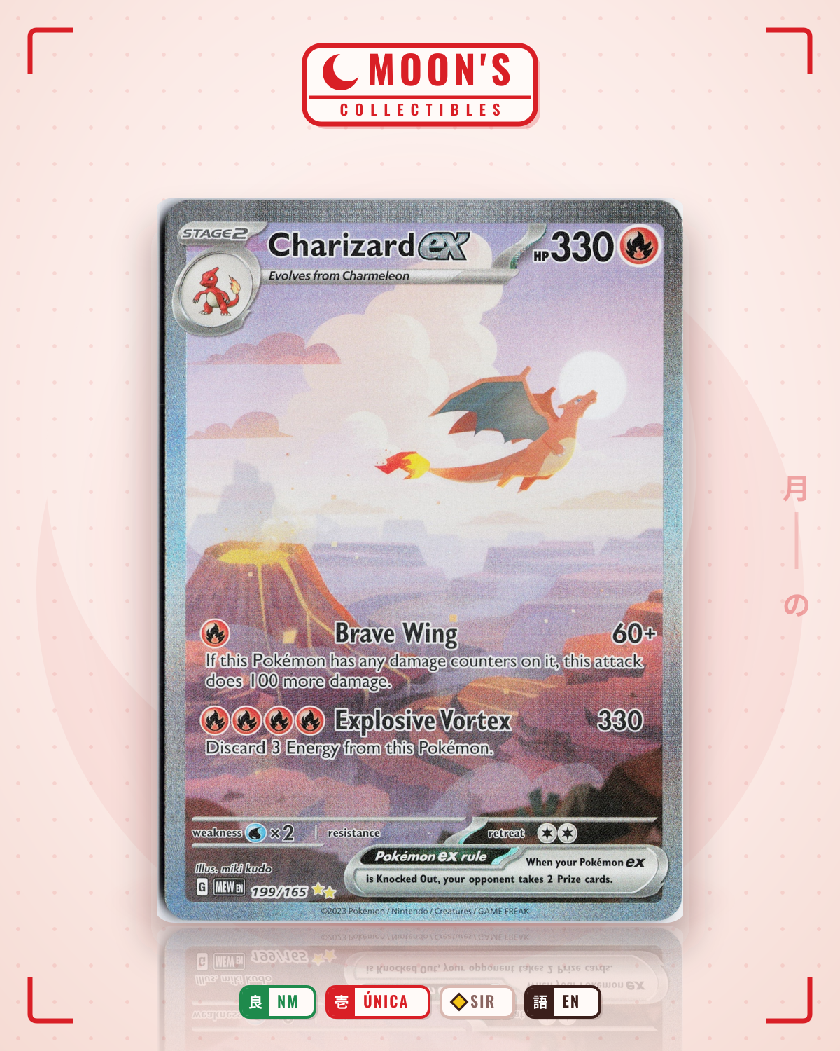 Carta Pokémon Charizard ex · 151 #199/165 (NM) — pieza única en Moon's Collectibles México