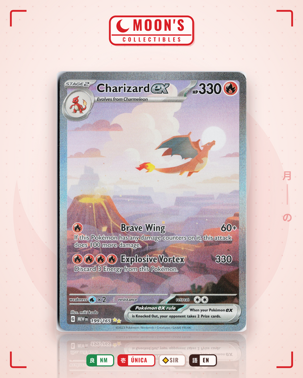 Carta Pokémon Charizard ex · 151 #199/165 (NM) — pieza única en Moon's Collectibles México