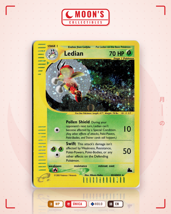 Carta Pokémon Ledian · Skyridge #H14/H32 (MP) — pieza única en Moon's Collectibles México
