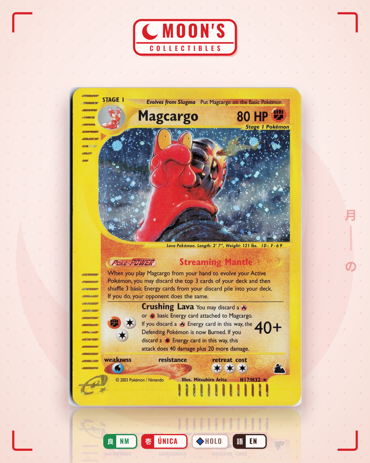 Carta Pokémon Magcargo · Skyridge #H17/H32 (NM) — pieza única en Moon's Collectibles México