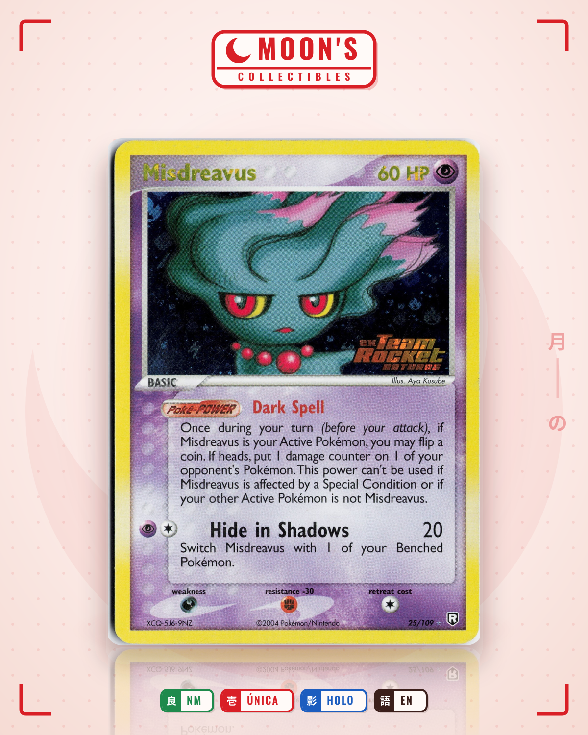 Carta Pokémon Misdreavus · Team Rocket Returns #25/109 (NM) — pieza única en Moon's Collectibles México