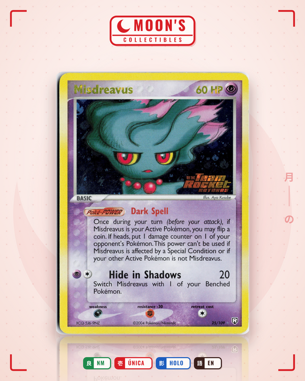Carta Pokémon Misdreavus · Team Rocket Returns #25/109 (NM) — pieza única en Moon's Collectibles México