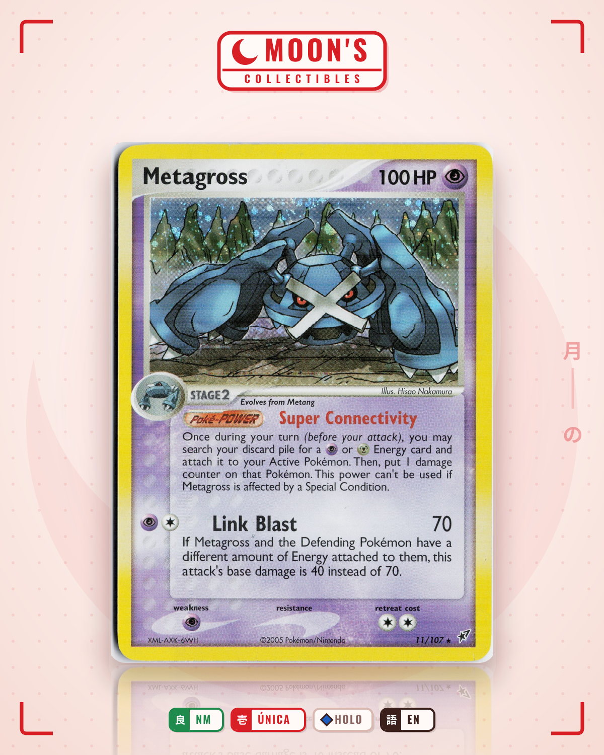 Carta Pokémon Metagross · Deoxys #11/107 (NM) — pieza única en Moon's Collectibles México