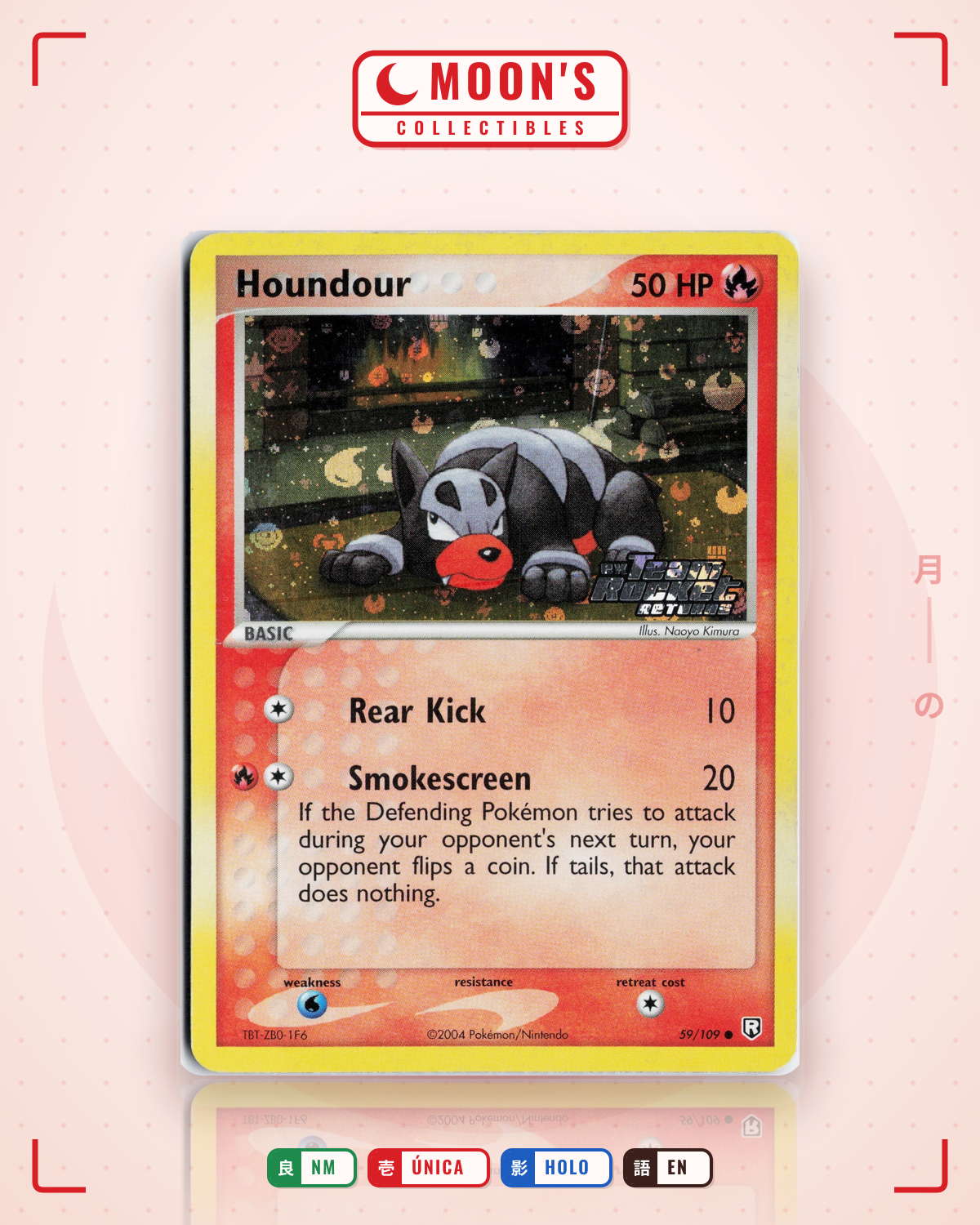 Carta Pokémon Houndour · Team Rocket Returns #59/109 (NM) — pieza única en Moon's Collectibles México