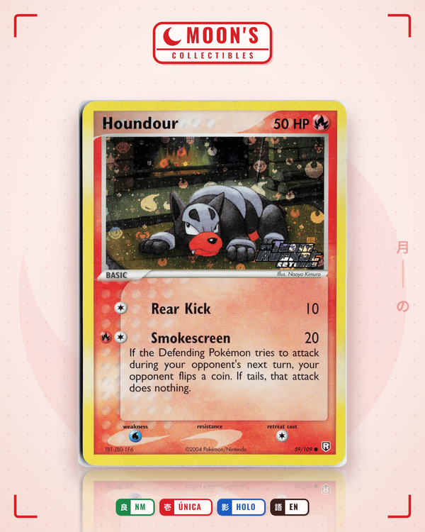 Carta Pokémon Houndour · Team Rocket Returns #59/109 (NM) — pieza única en Moon's Collectibles México
