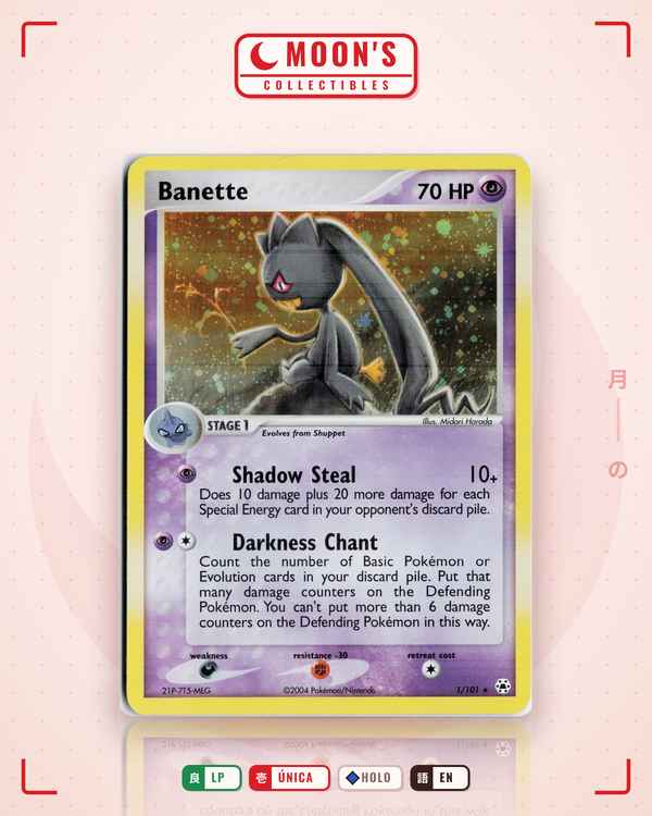 Carta Pokémon Banette · Hidden Legends #1/101 (LP) — pieza única en Moon's Collectibles México
