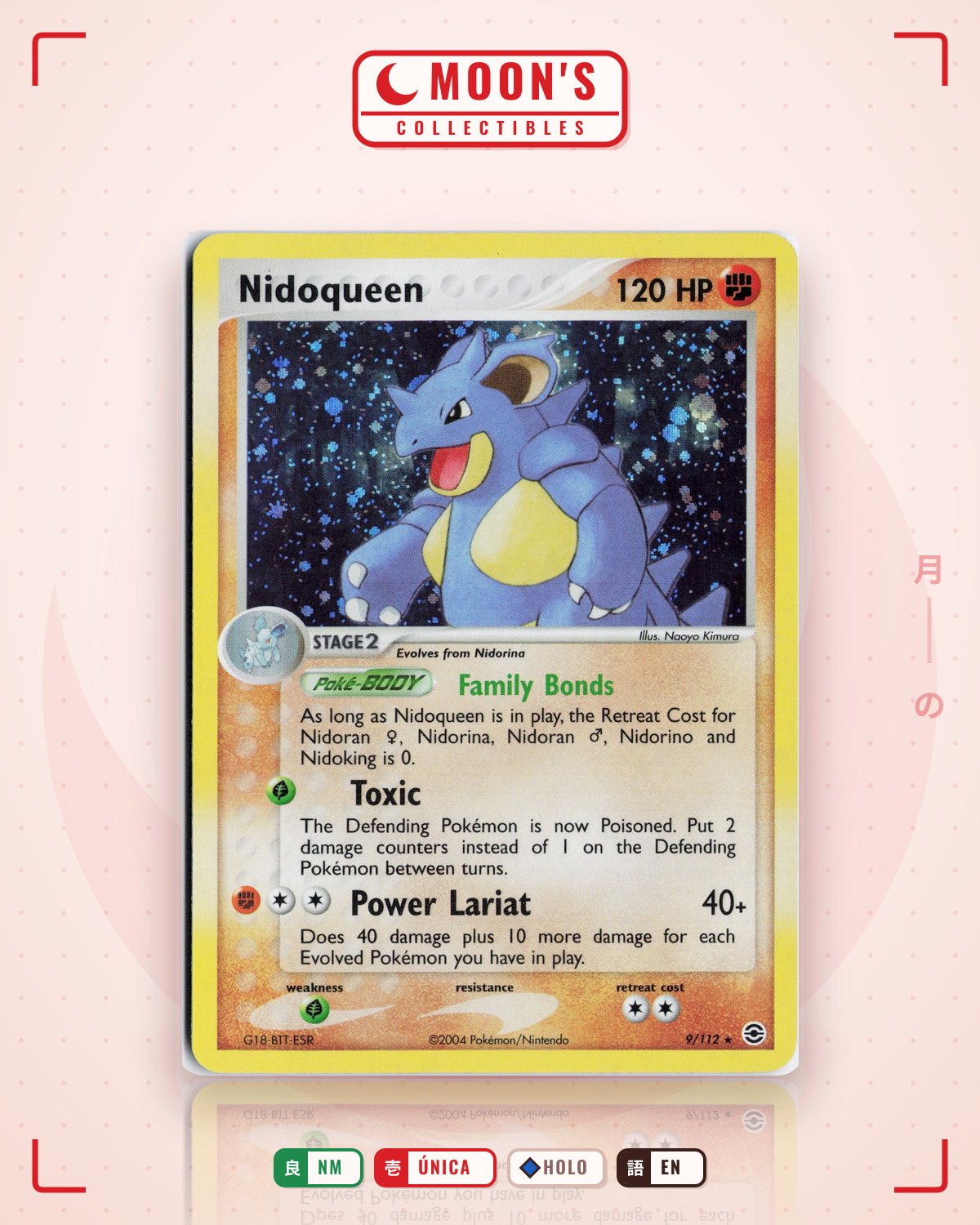 Carta Pokémon Nidoqueen · FireRed & LeafGreen #9/112 (NM) — pieza única en Moon's Collectibles México