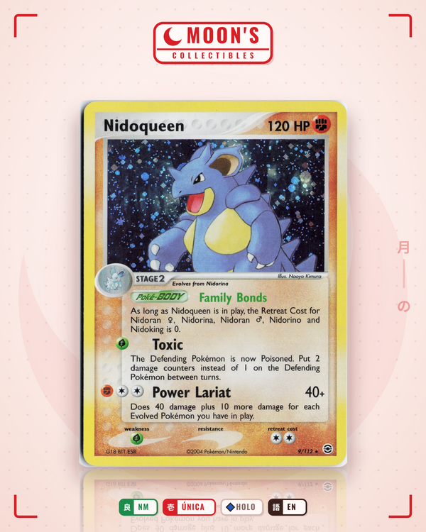 Carta Pokémon Nidoqueen · FireRed & LeafGreen #9/112 (NM) — pieza única en Moon's Collectibles México