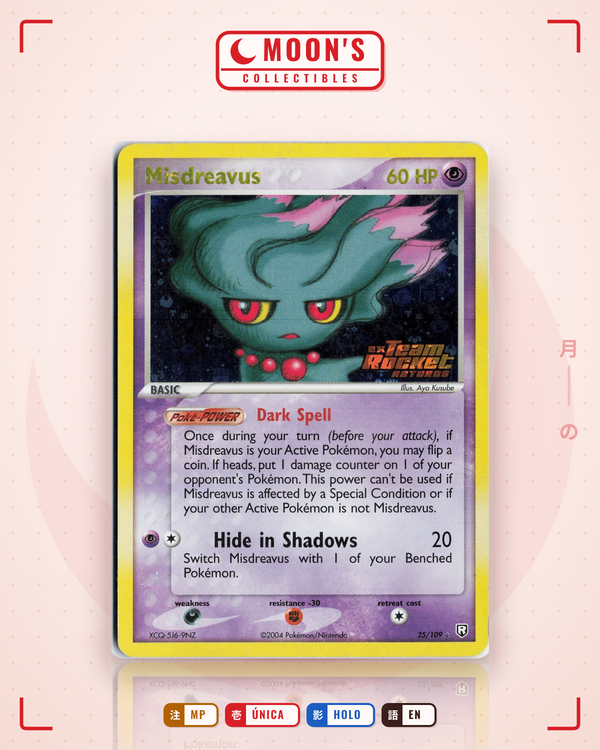 Carta Pokémon Misdreavus · Team Rocket Returns #25/109 (MP) — pieza única en Moon's Collectibles México
