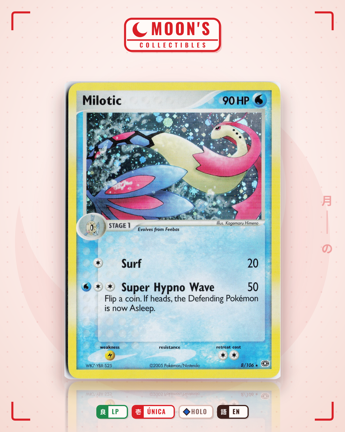 Carta Pokémon Milotic · Emerald #8/106 (LP) — pieza única en Moon's Collectibles México