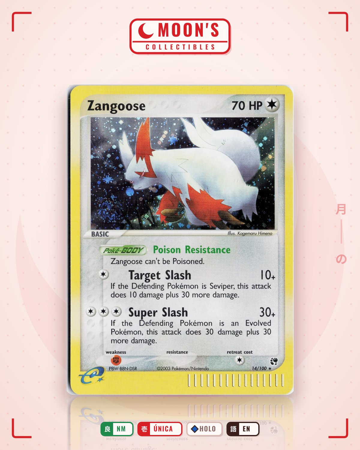 Carta Pokémon Zangoose · Sandstorm #14/100 (NM) — pieza única en Moon's Collectibles México