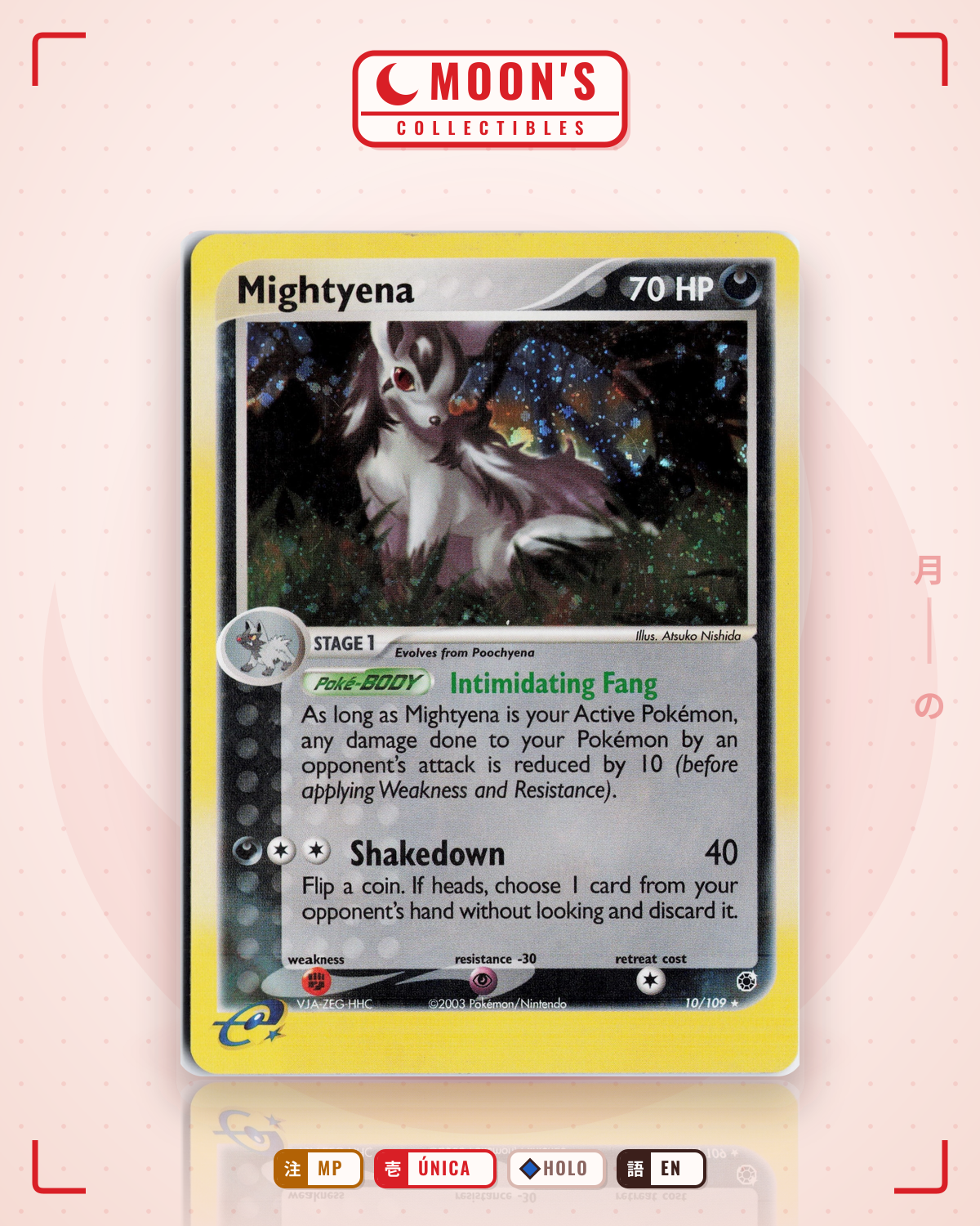 Carta Pokémon Mightyena · Ruby & Sapphire #10/109 (MP) — pieza única en Moon's Collectibles México