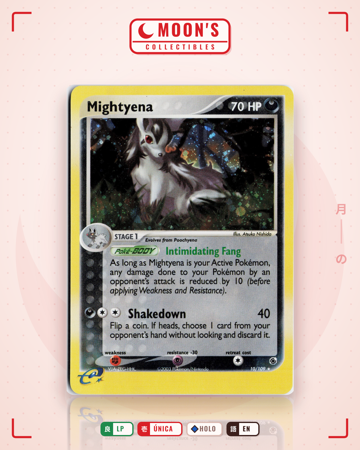 Carta Pokémon Mightyena · Ruby & Sapphire #10/109 (LP) — pieza única en Moon's Collectibles México