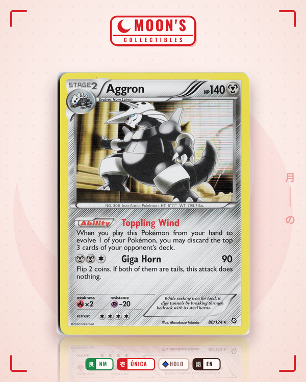 Carta Pokémon Aggron · Dragons Exalted #80/124 (NM) — pieza única en Moon's Collectibles México