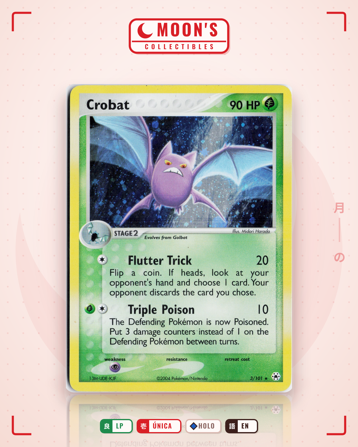 Carta Pokémon Crobat · Hidden Legends #3/101 (LP) — pieza única en Moon's Collectibles México