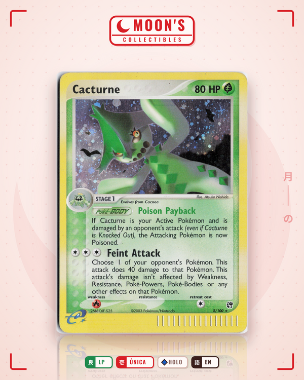Carta Pokémon Cacturne · Sandstorm #2/100 (LP) — pieza única en Moon's Collectibles México