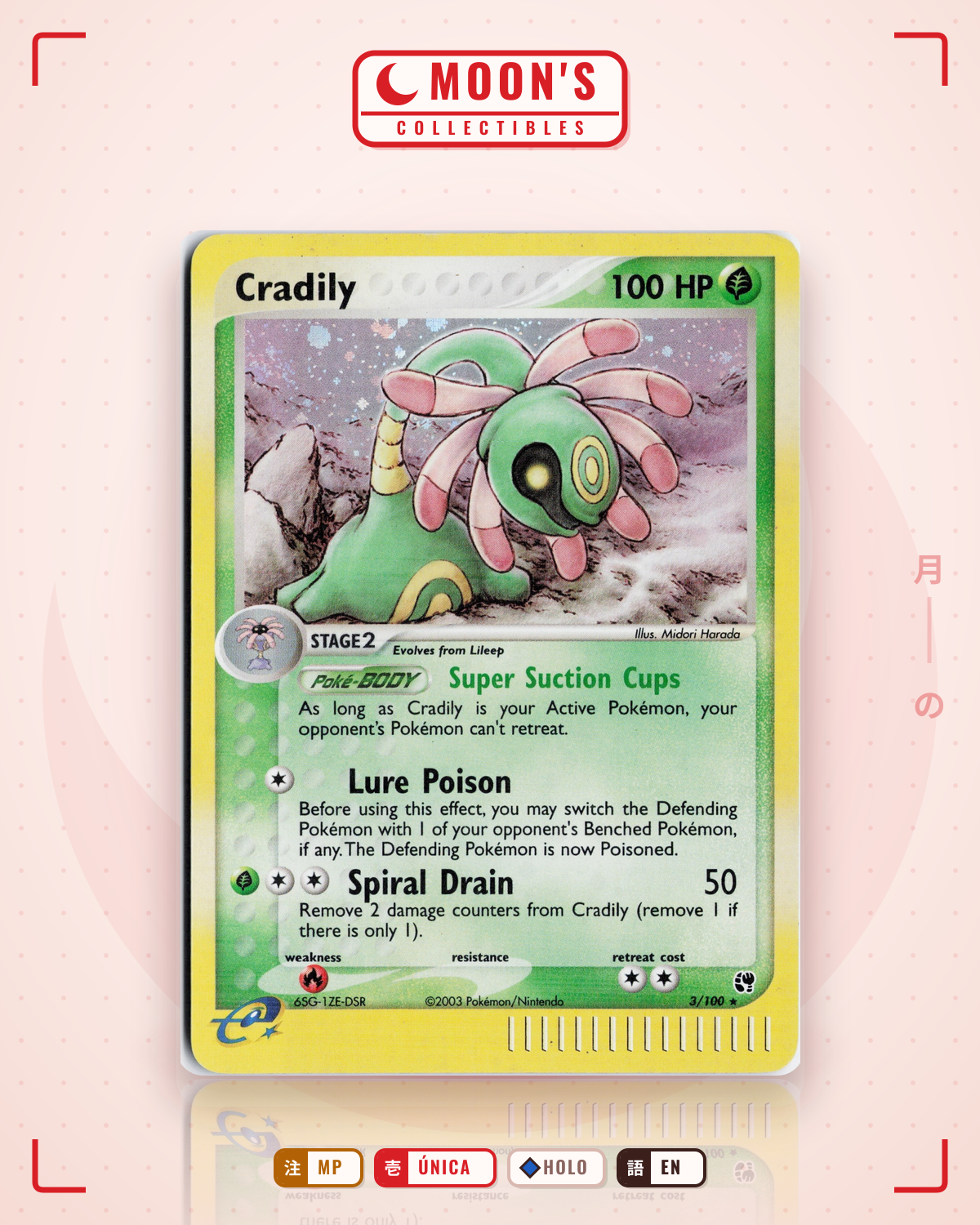 Carta Pokémon Cradily · Sandstorm #3/100 (MP) — pieza única en Moon's Collectibles México