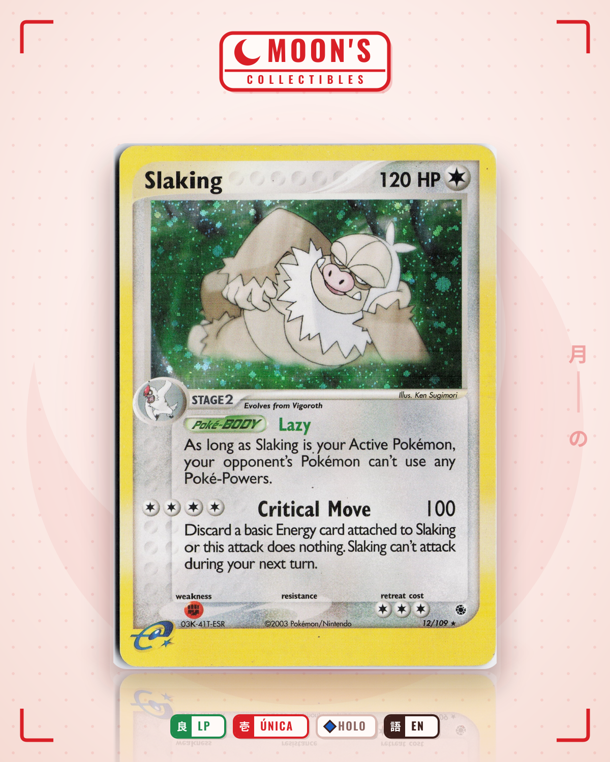 Carta Pokémon Slaking · Ruby & Sapphire #12/109 (LP) — pieza única en Moon's Collectibles México